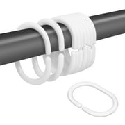 Toplive 36 Pcs Plastic Shower Curtain Hooks, Premium Durable White C Shape Shower Curtain Hooks Rings for Shower Curtain-White,